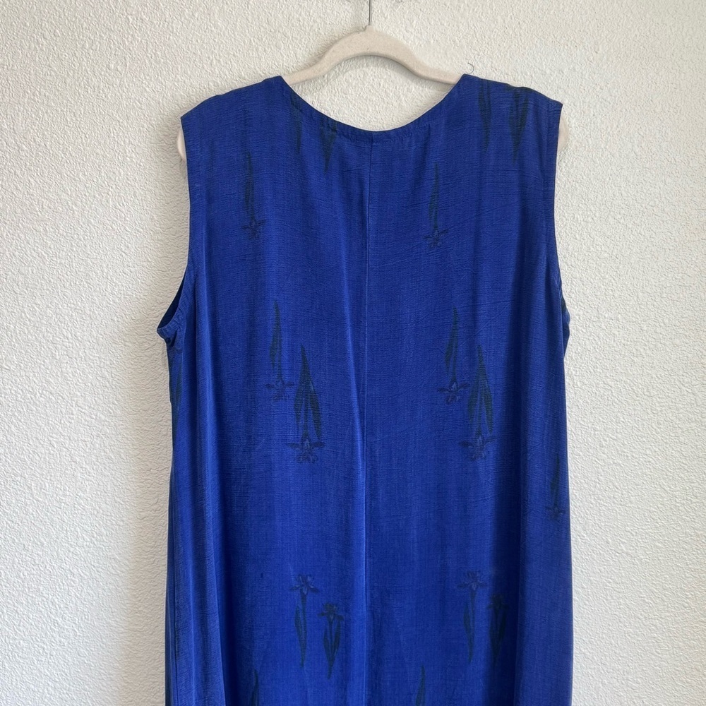 DAWN made in Seattle Womens 1X Blue Floral‎ Printed Maxi Dress Cottage Gorpcore - Picture 8 of 10